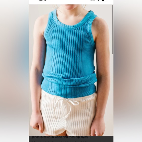 Sunchild ribbed, crew neck tank top with matching shorts in khaki. Size 8. - Picture 3 of 5